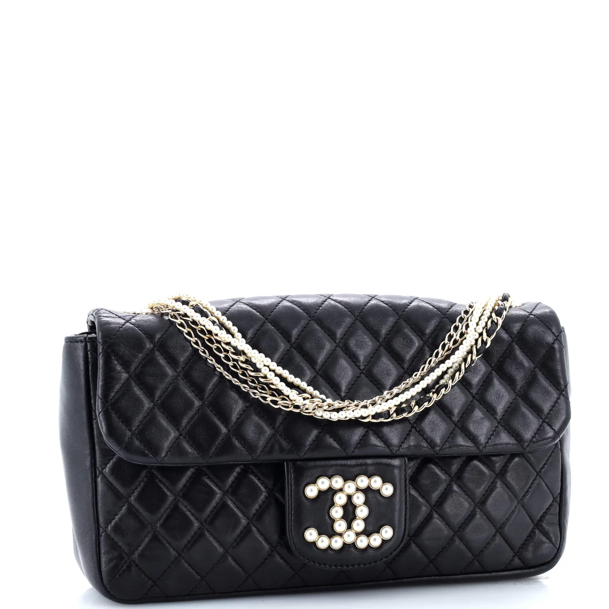 Westminster Pearl Chain Flap Bag Quilted Lambskin Medium - Deep Luxury