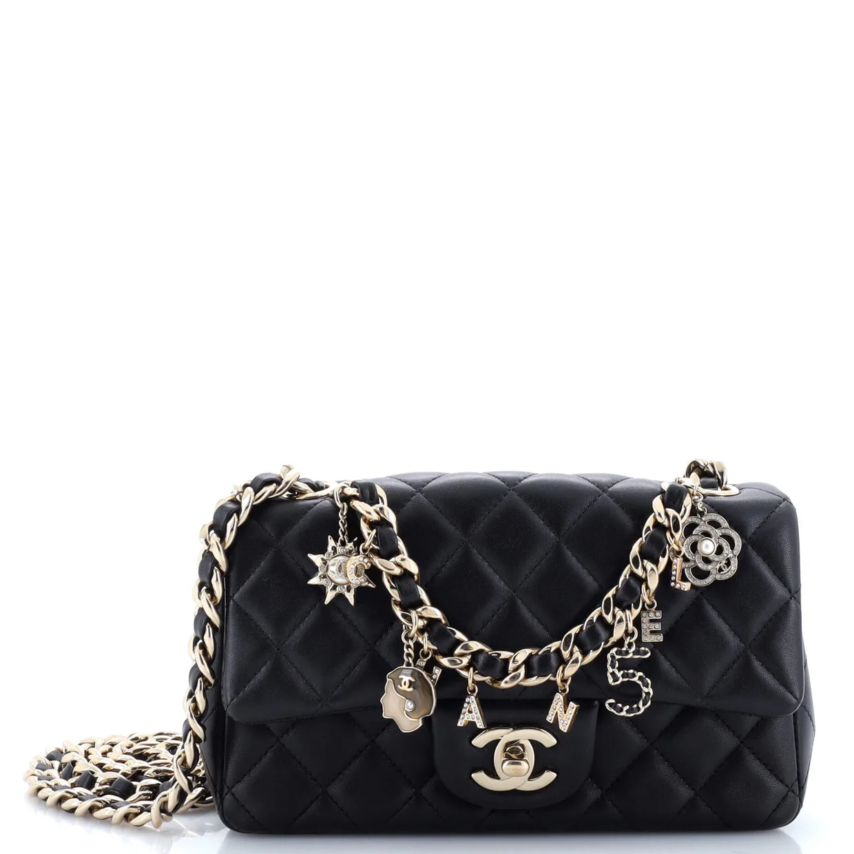 Coco Charms Classic Single Flap Bag Quilted Lambskin Mini - Deep Luxury
