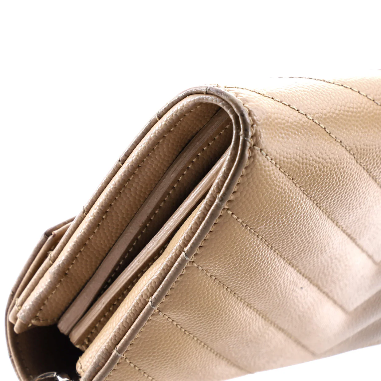 Classic Monogram Short Chain Wallet Matelasse Chevron Leather Long - Deep Luxury
