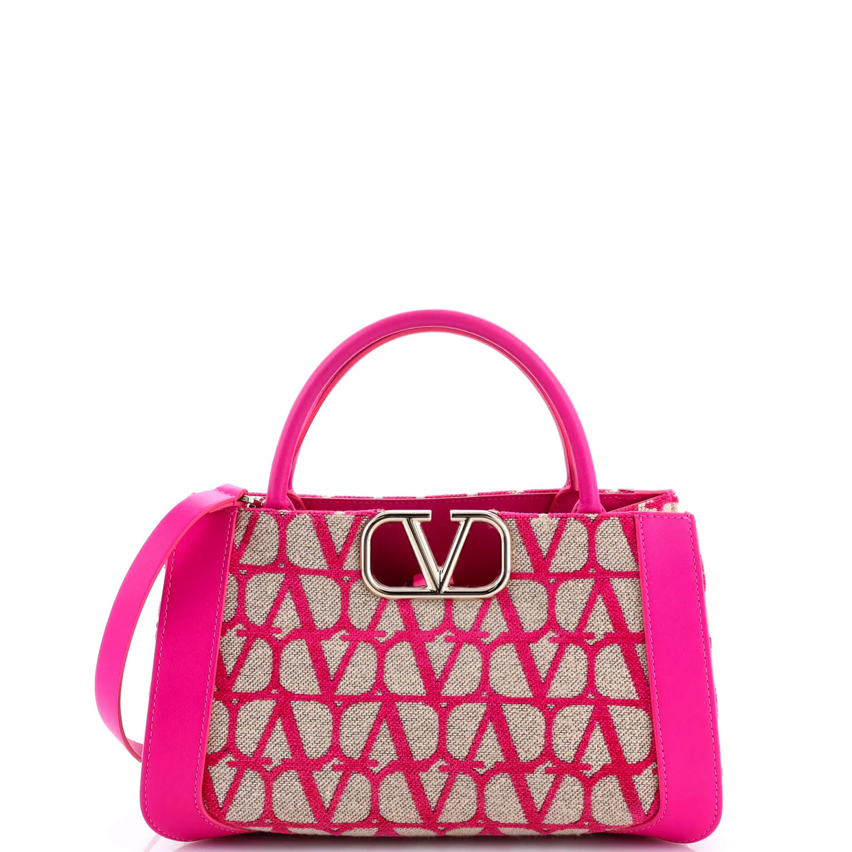 VLogo Shopper Tote Toile Iconograph Fabric with Leather Small - Deep Luxury