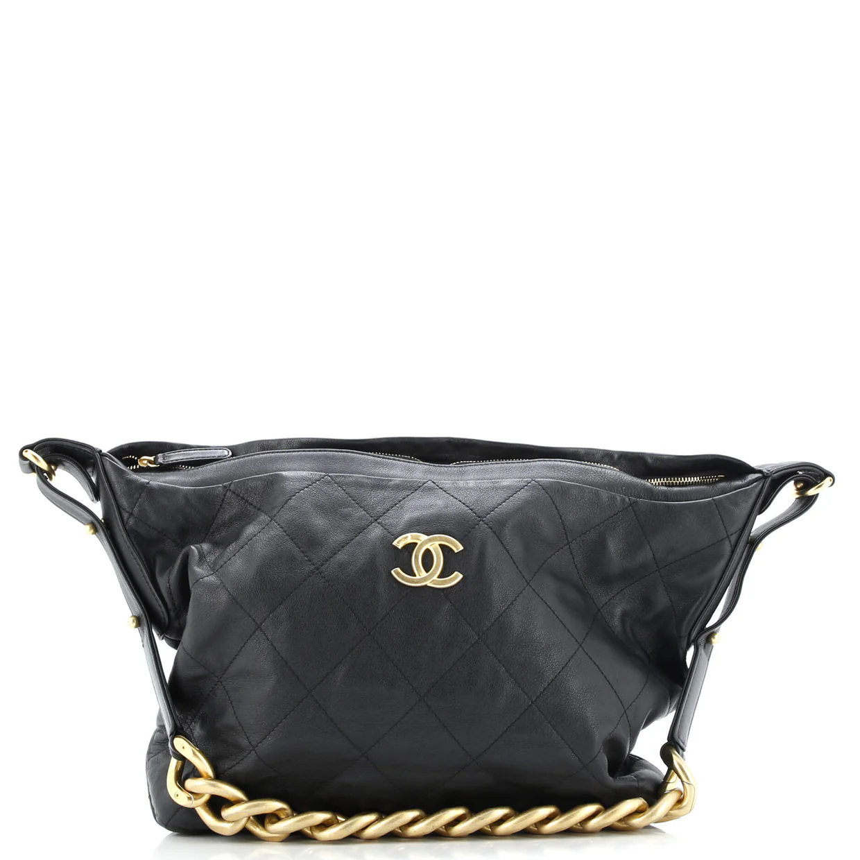 Daily Belted Chain Handle Hobo Quilted Calfskin Medium - Deep Luxury