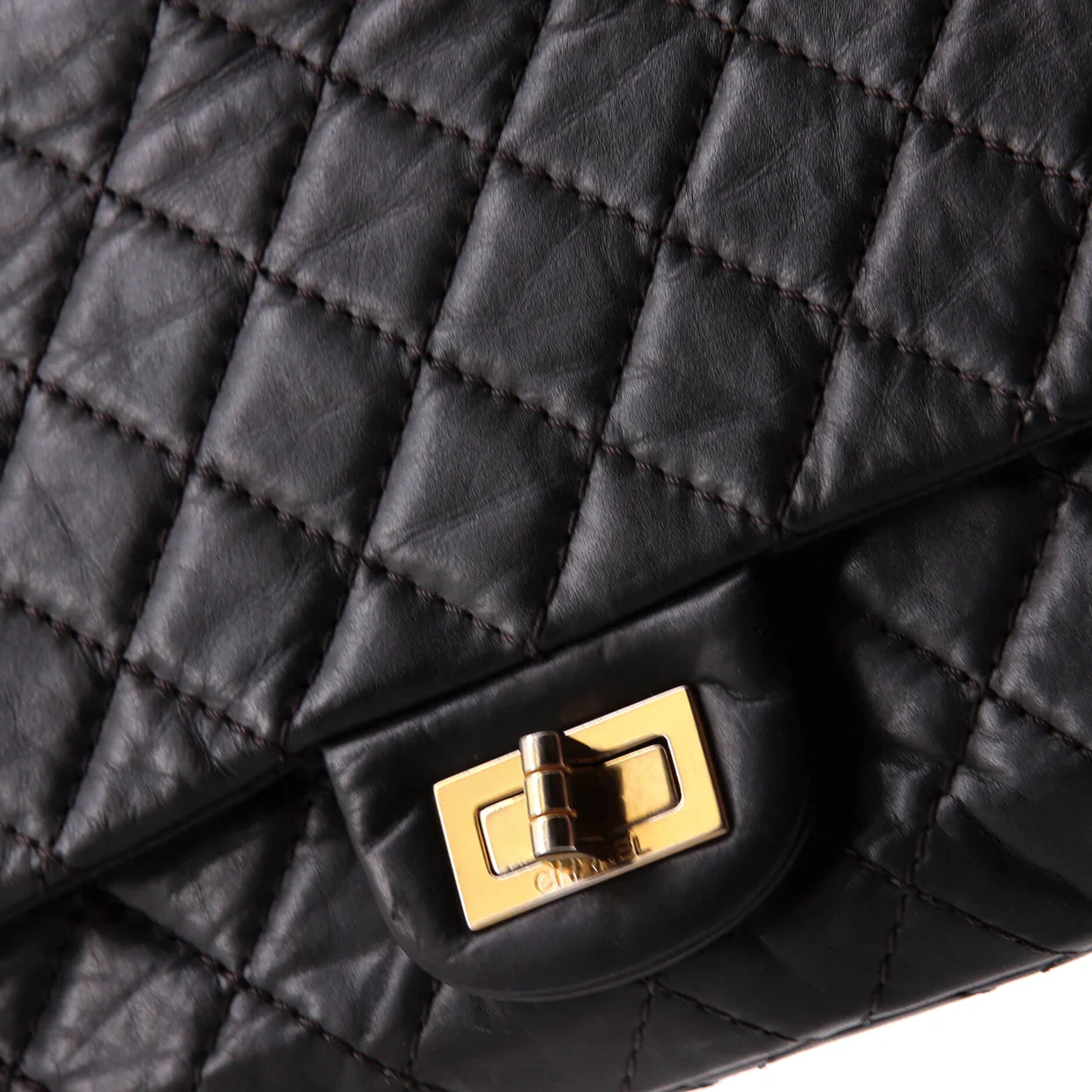 Reissue 2.55 Double Compartment Flap Bag Quilted Aged Calfskin 225 - Deep Luxury