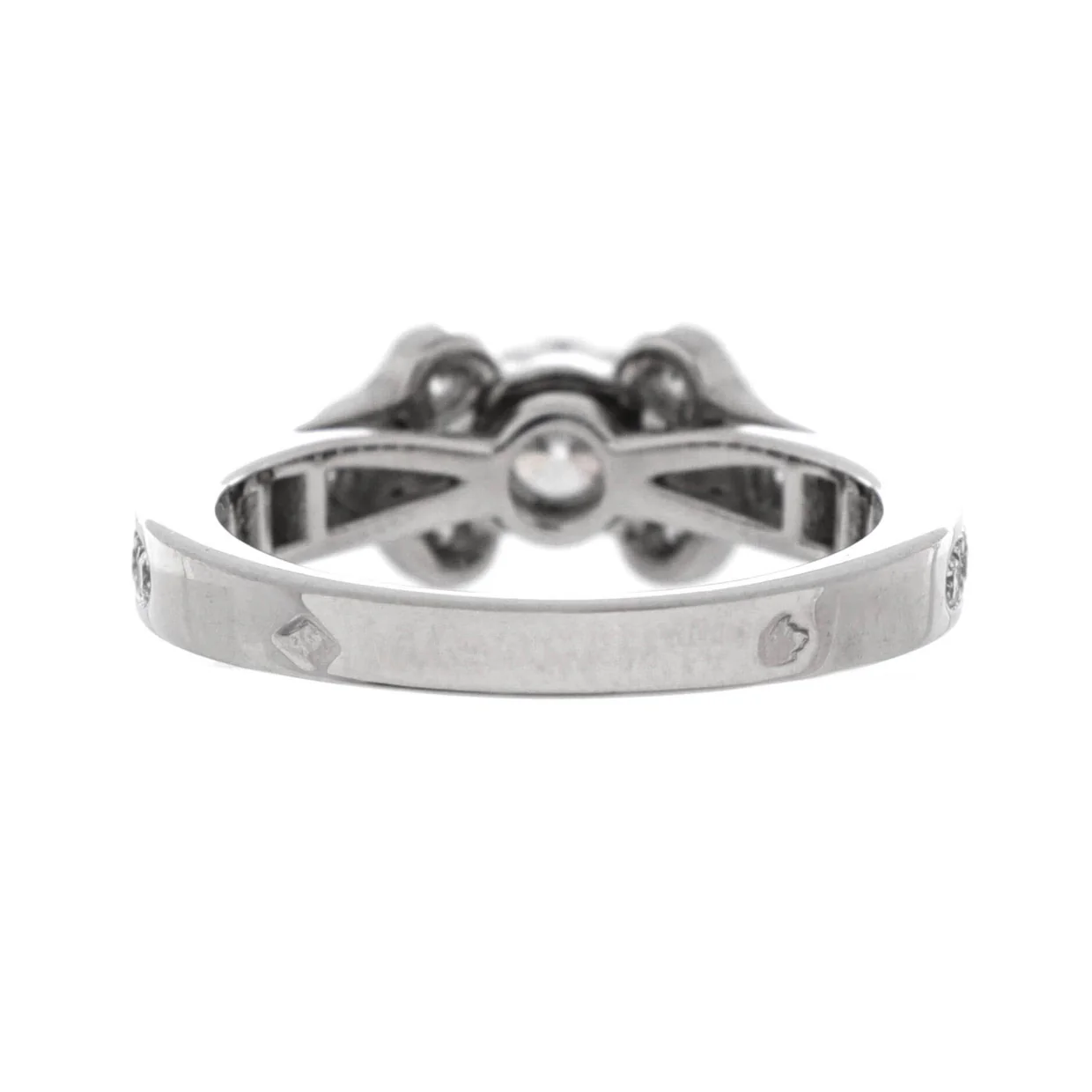 Ballerine Solitaire Ring Platinum with RBC Diamond and Pave Diamonds 0.50-0.59CT - Deep Luxury