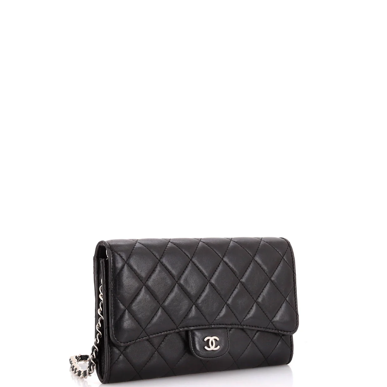 Wallet on Short Chain Quilted Lambskin - Deep Luxury