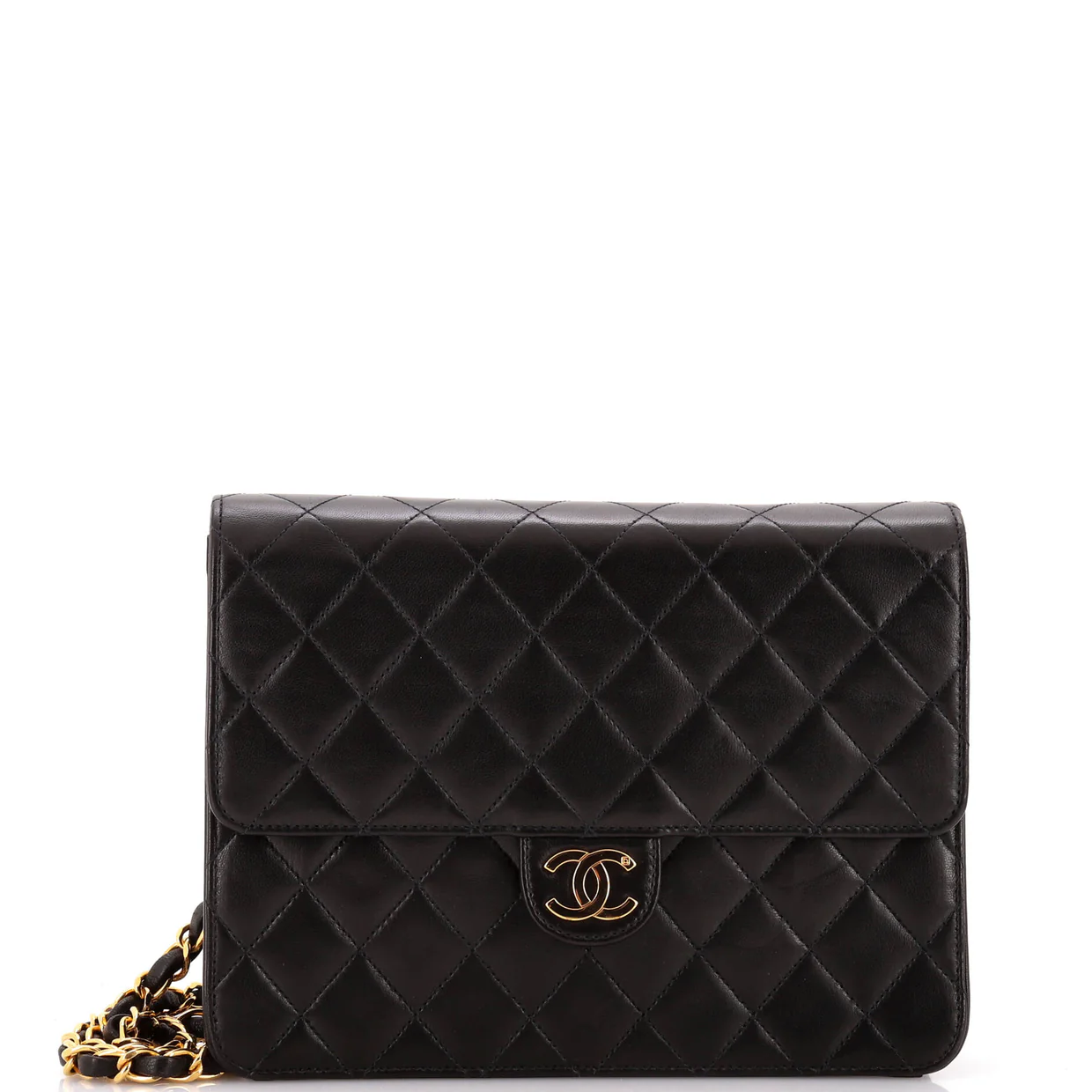 Vintage Clutch with Chain Quilted Leather Small - Deep Luxury