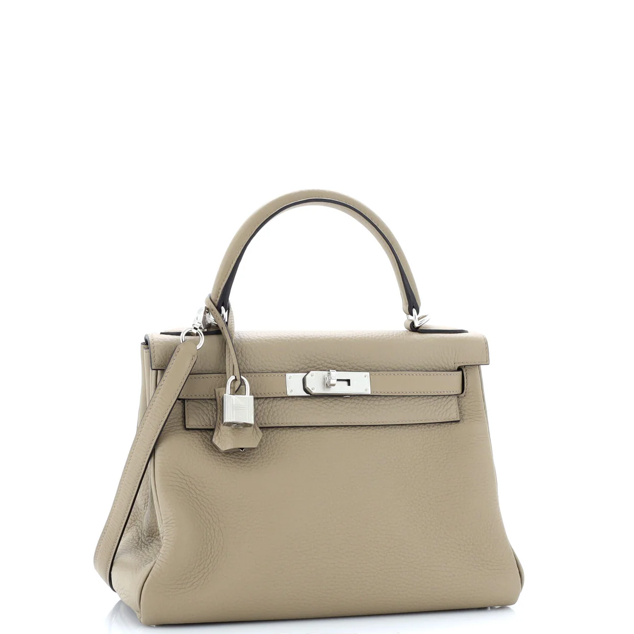 Kelly Handbag Beige Marfa Clemence with Palladium Hardware 28 - Deep Luxury