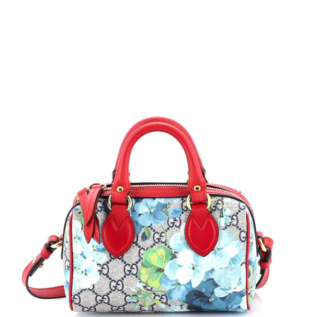 Convertible Boston Bag Blooms Print GG Coated Canvas Nano - Deep Luxury