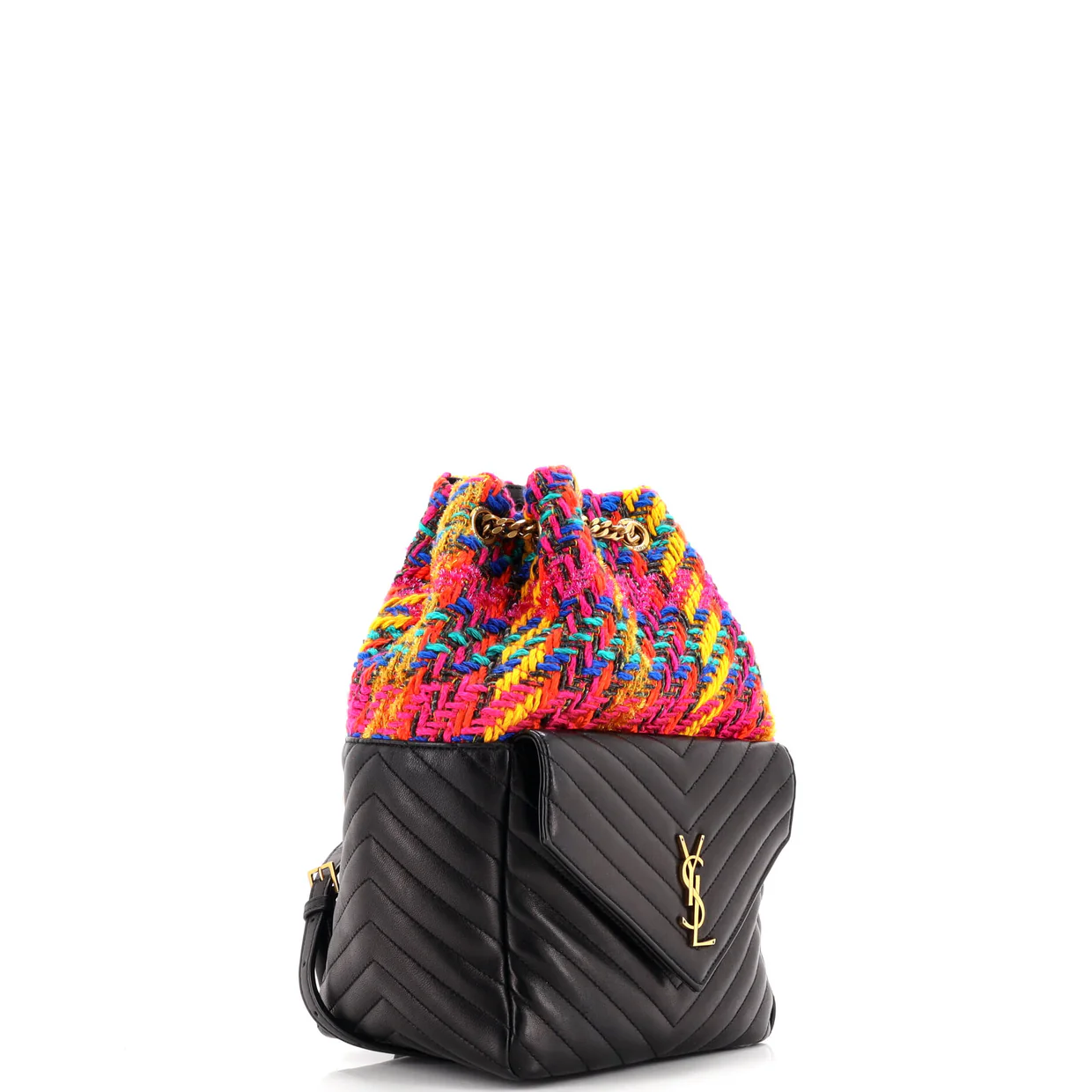 Joe Backpack Matelasse Chevron Leather with Tweed - Deep Luxury