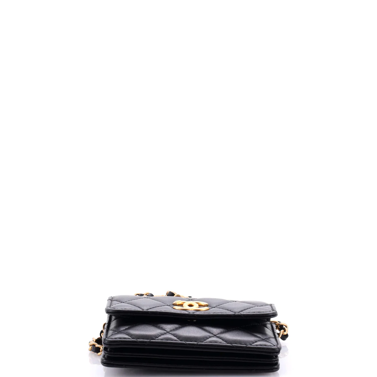 Pearl Crown Clutch with Chain Quilted Lambskin - Deep Luxury