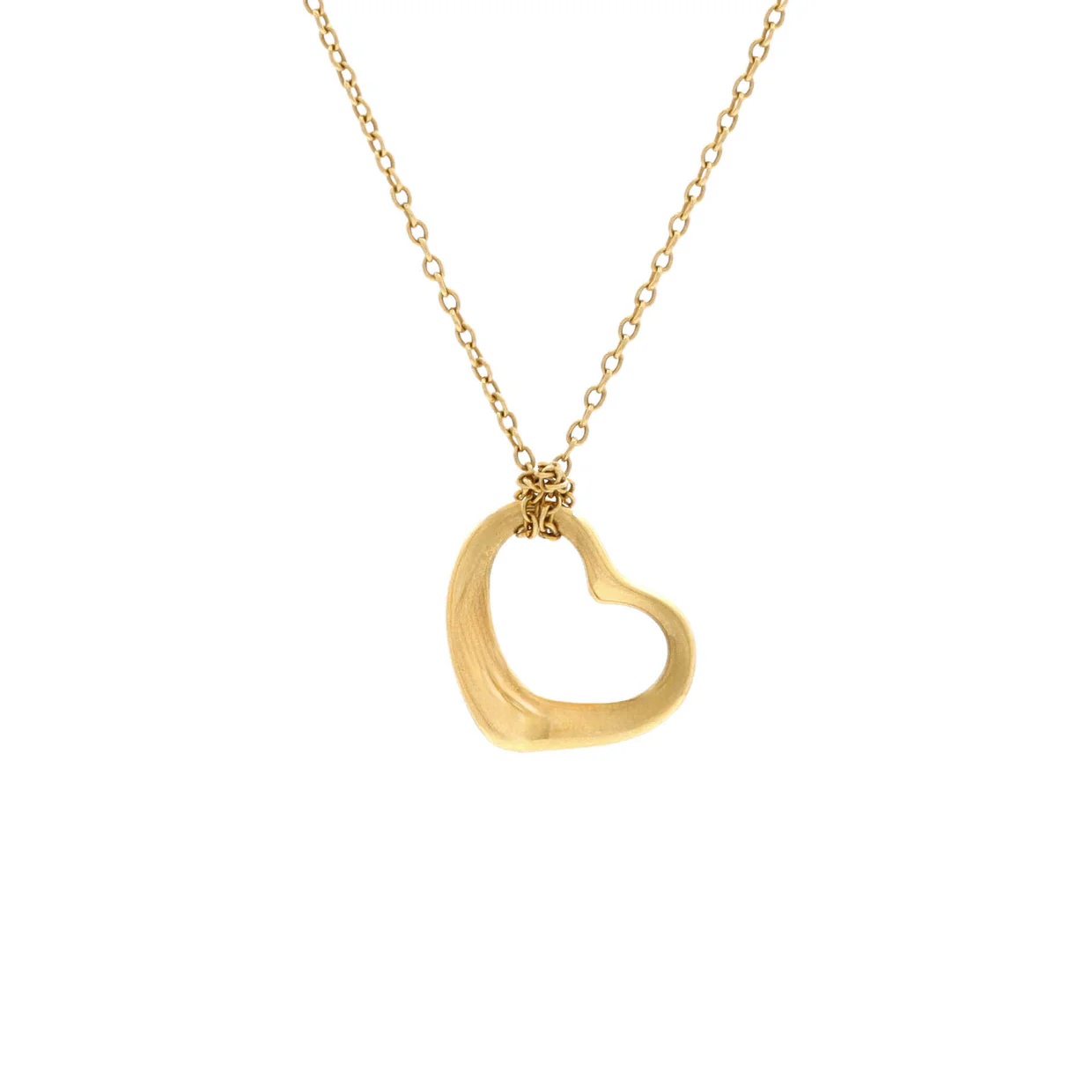 Elsa Peretti Open Heart Pendant Necklace 18K Yellow Gold 16mm - Deep Luxury