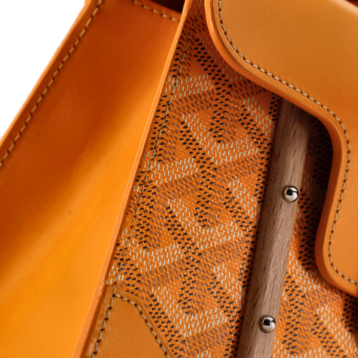 Structured Saigon Top Handle Bag Coated Canvas with Leather Mini - Deep Luxury