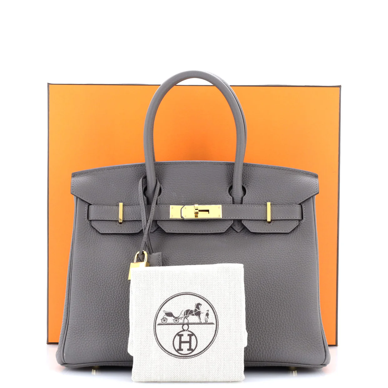 Birkin Handbag Grey Togo with Gold Hardware 30 - Deep Luxury