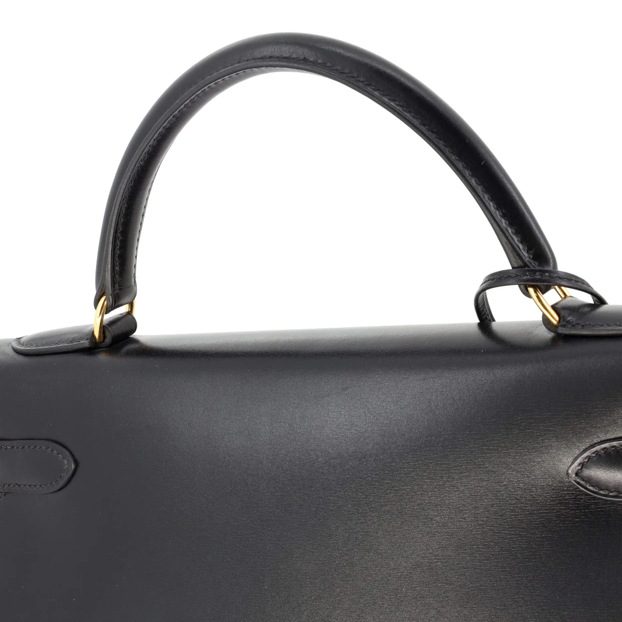 Kelly Handbag Noir Box Calf with Gold Hardware 32 - Deep Luxury