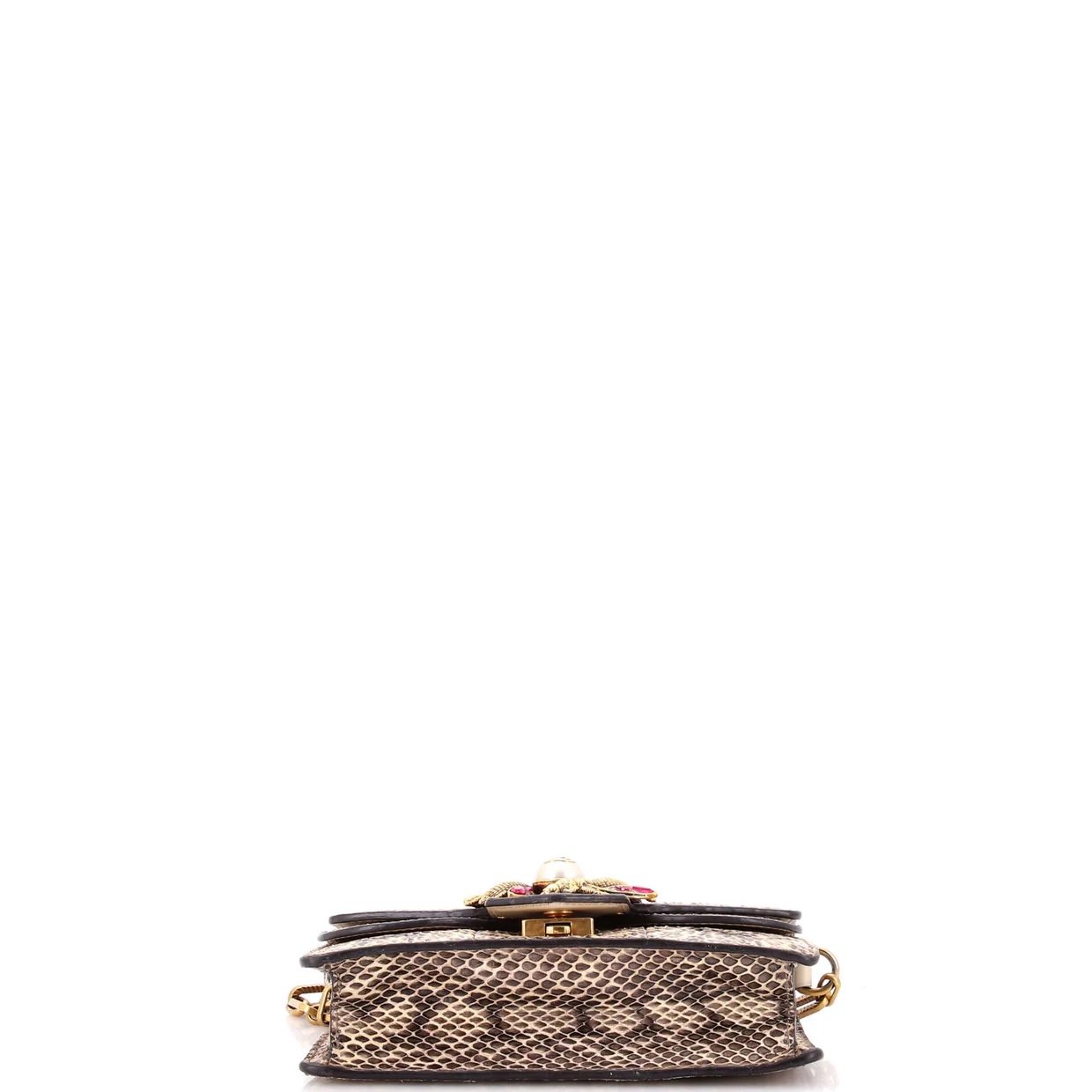 Broadway Bee Shoulder Bag Embellished Python Mini - Deep Luxury