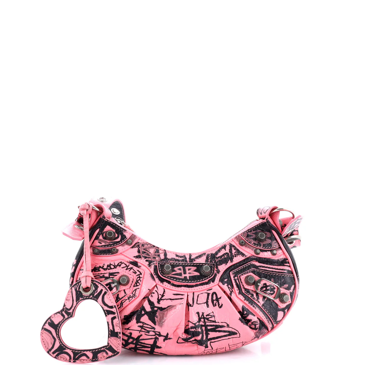 Le Cagole Graffiti Giant Studs Shoulder Bag Leather XS - Deep Luxury