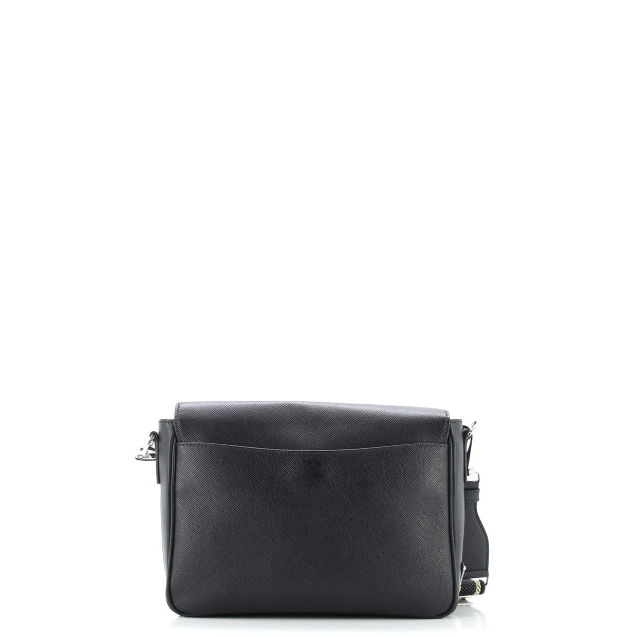 Triangle Logo Flap Crossbody Bag Embossed Saffiano Leather Small - Deep Luxury