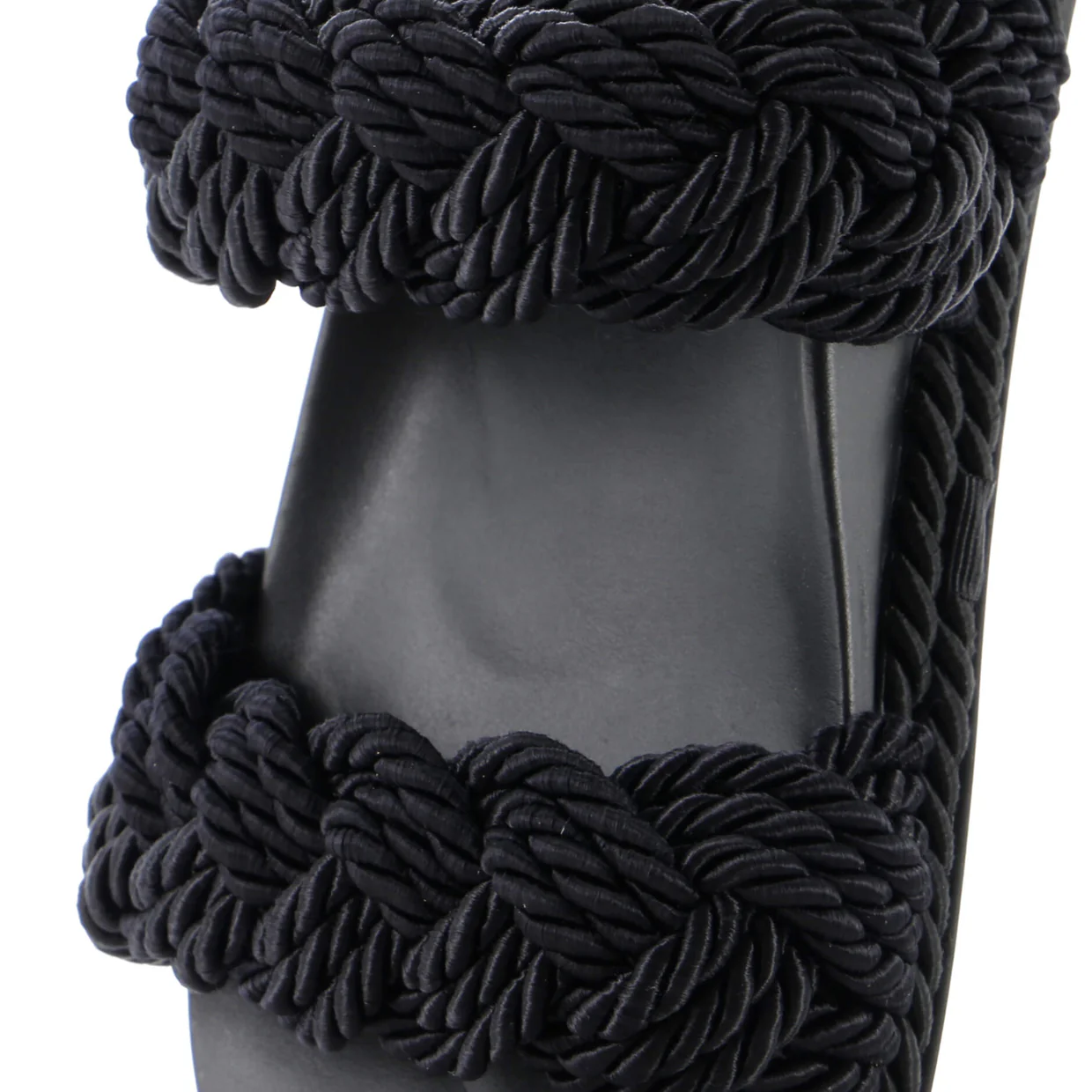 Women's Rockstud Slide Sandals Rope with Leather - Deep Luxury