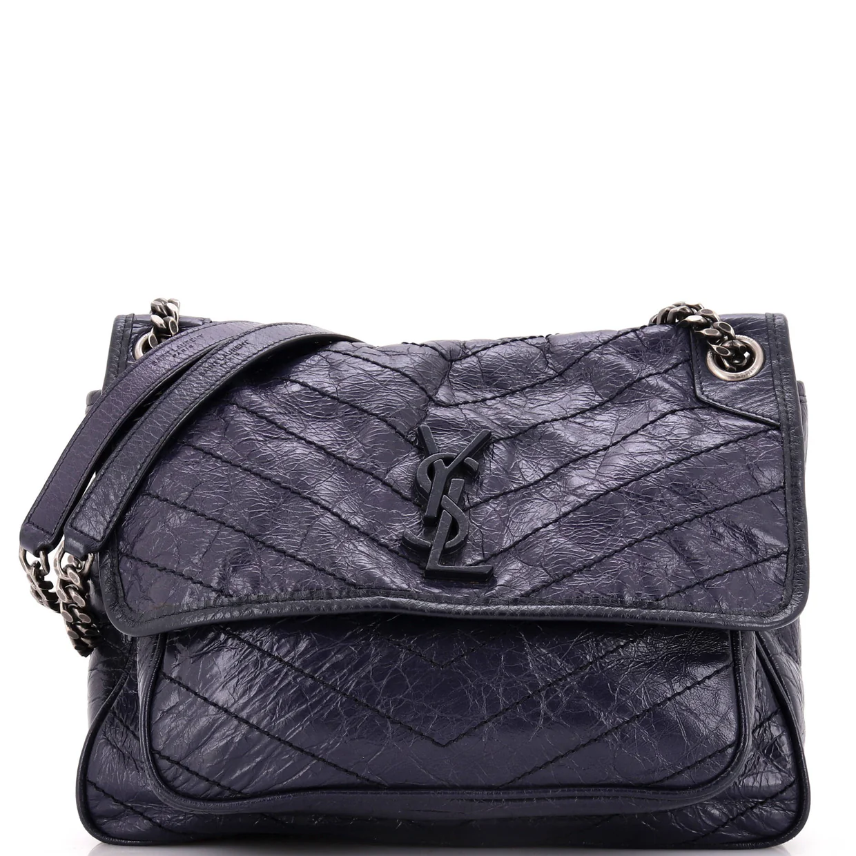 Niki Chain Flap Bag Matelasse Chevron Leather Medium - Deep Luxury