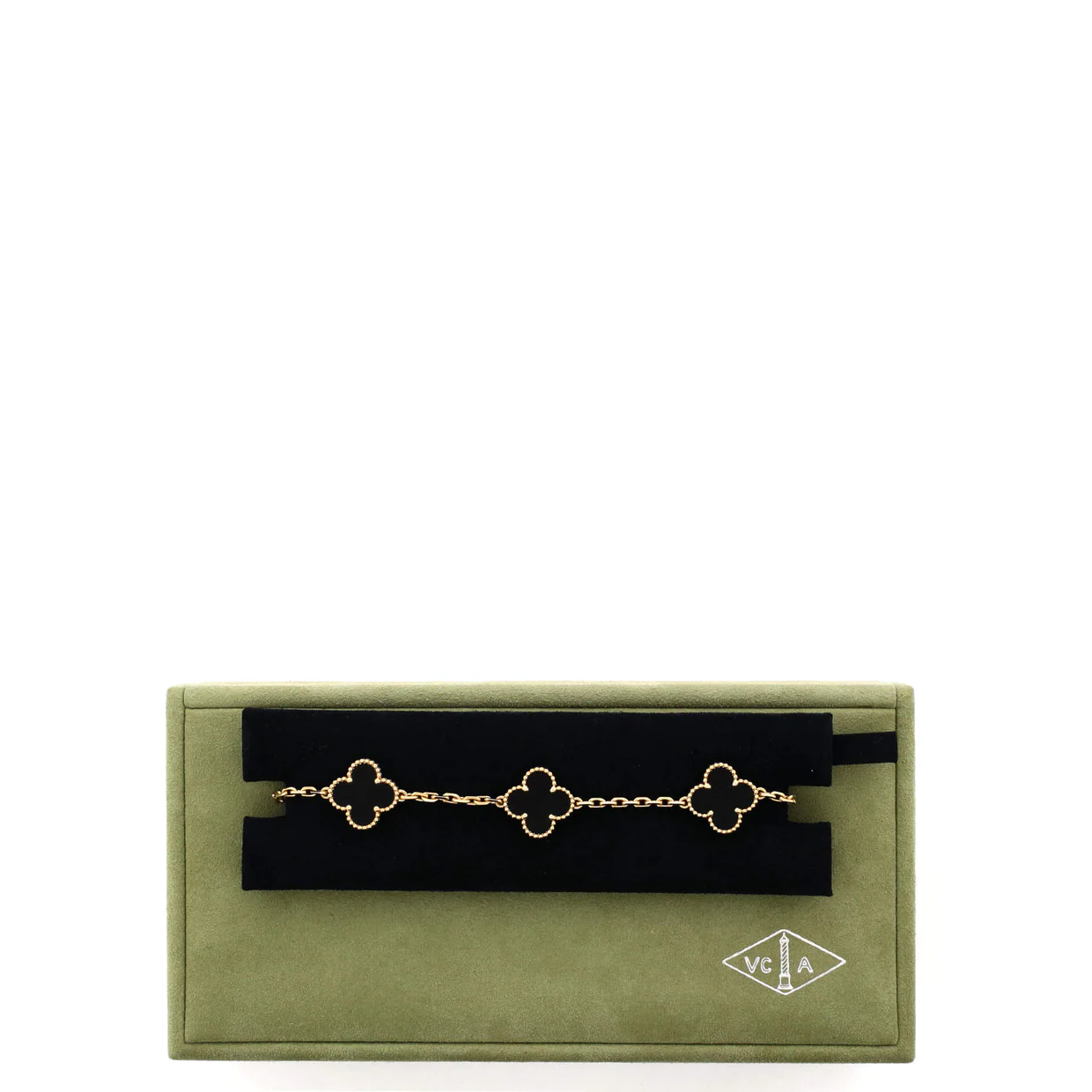 Vintage Alhambra 5 Motifs Bracelet 18K Yellow Gold and Onyx - Deep Luxury