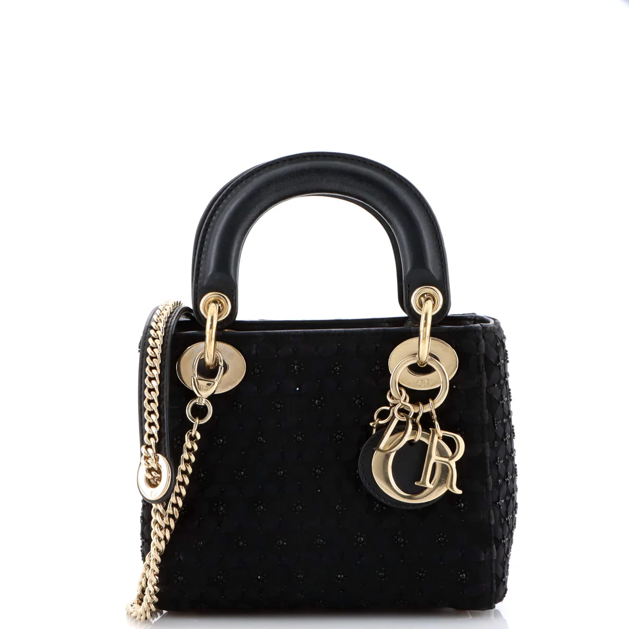 Lady Dior Chain Bag Embellished Satin Mini - Deep Luxury