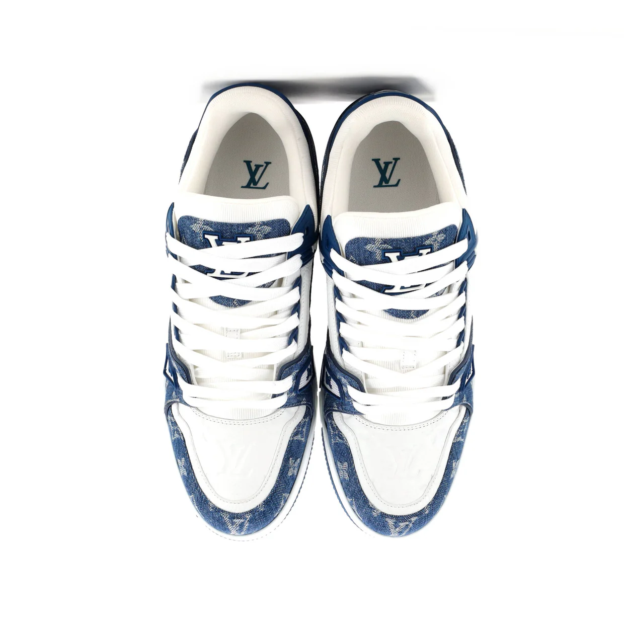 Men's LV Trainer Sneakers Monogram Empreinte Leather and Monogram Denim - Deep Luxury