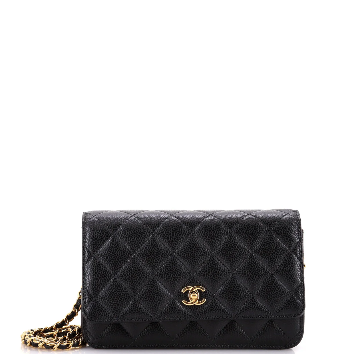 Turnlock CC Wallet on Chain Quilted Caviar - Deep Luxury