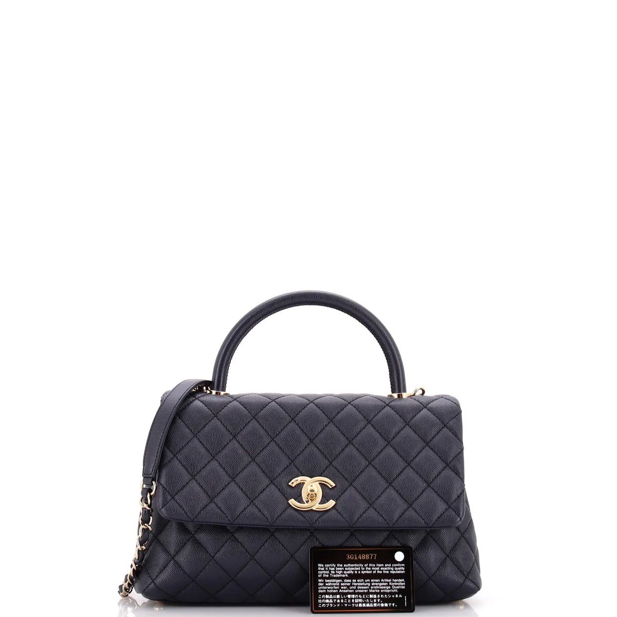 Coco Top Handle Bag Quilted Caviar Small - Deep Luxury