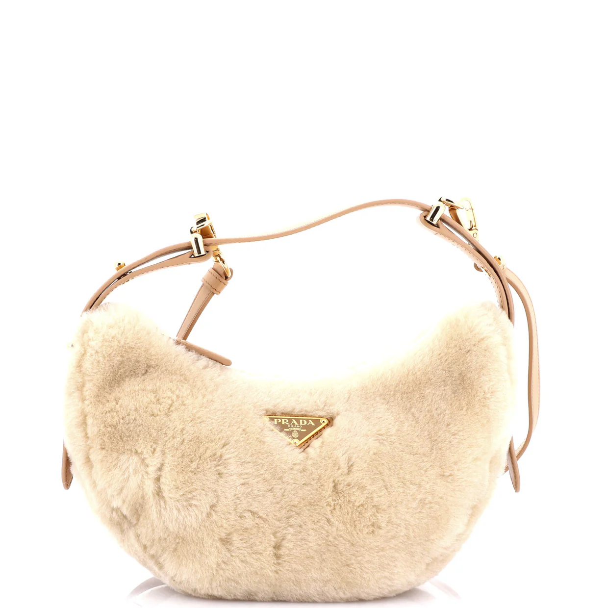 Arque Half Moon Hobo Shearling and Leather Small - Deep Luxury