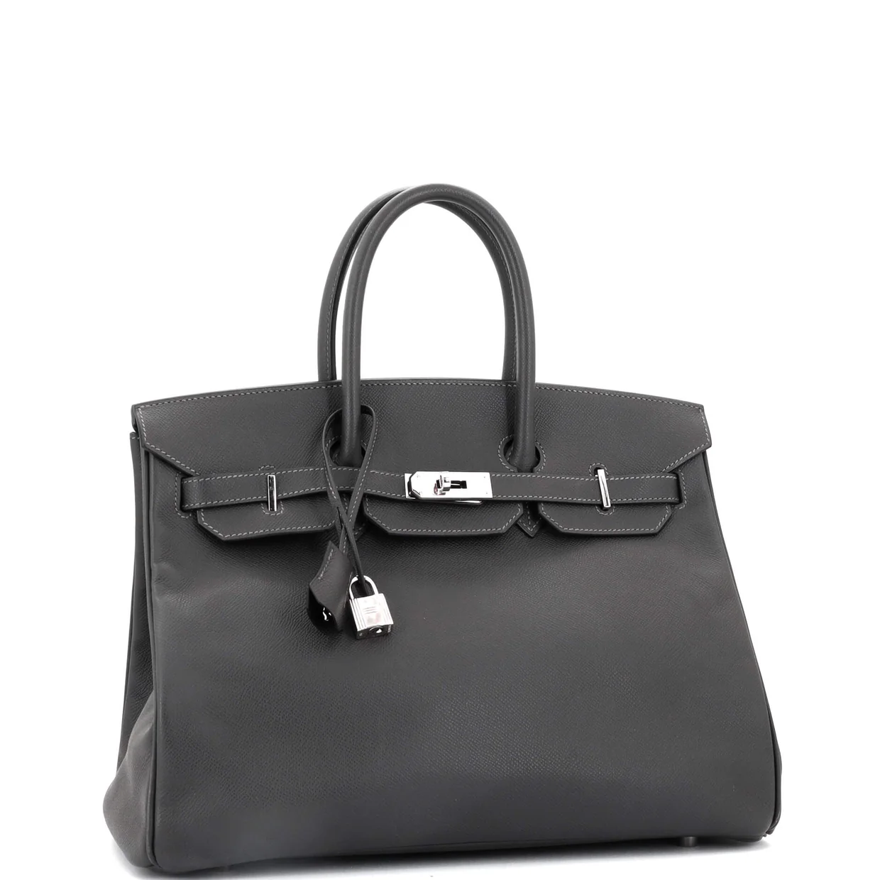 Birkin Handbag Grey Epsom with Palladium Hardware 35 - Deep Luxury