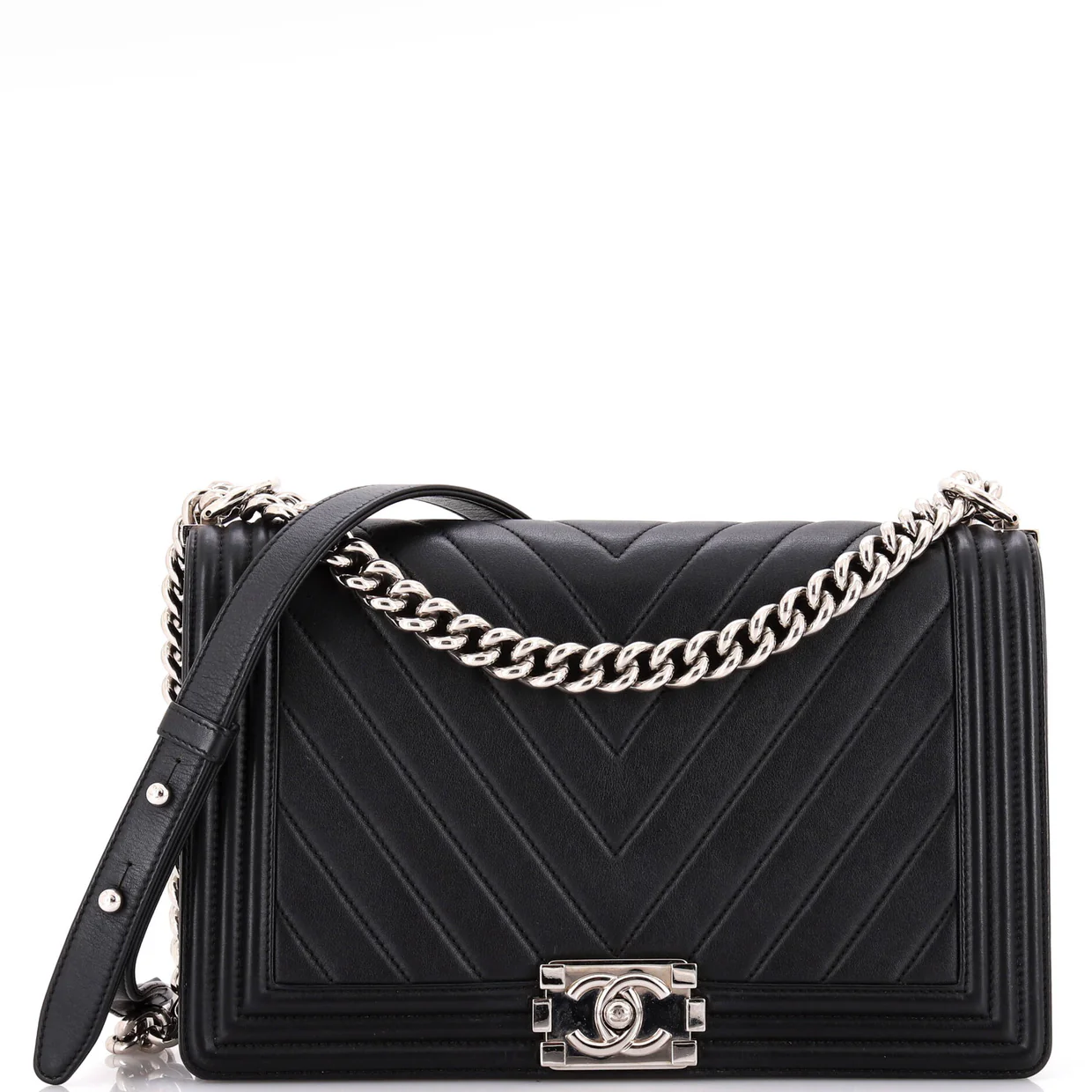 Boy Flap Bag Chevron Calfskin New Medium - Deep Luxury