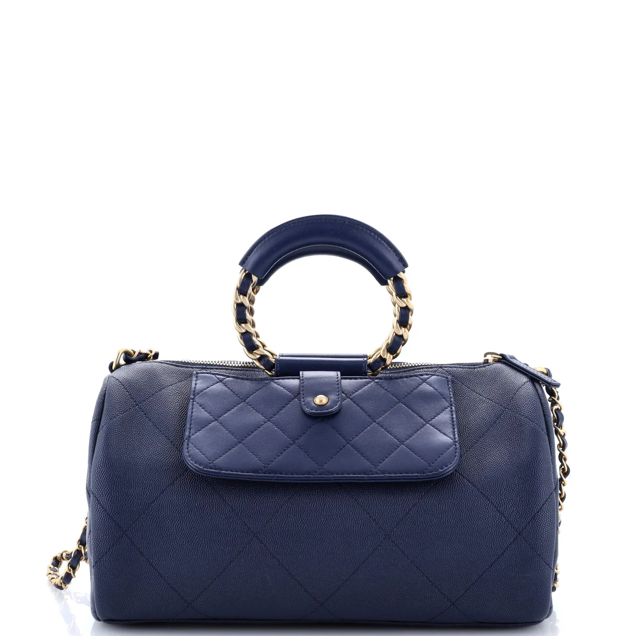 In The Loop Bowling Bag Quilted Caviar and Lambskin Small - Deep Luxury