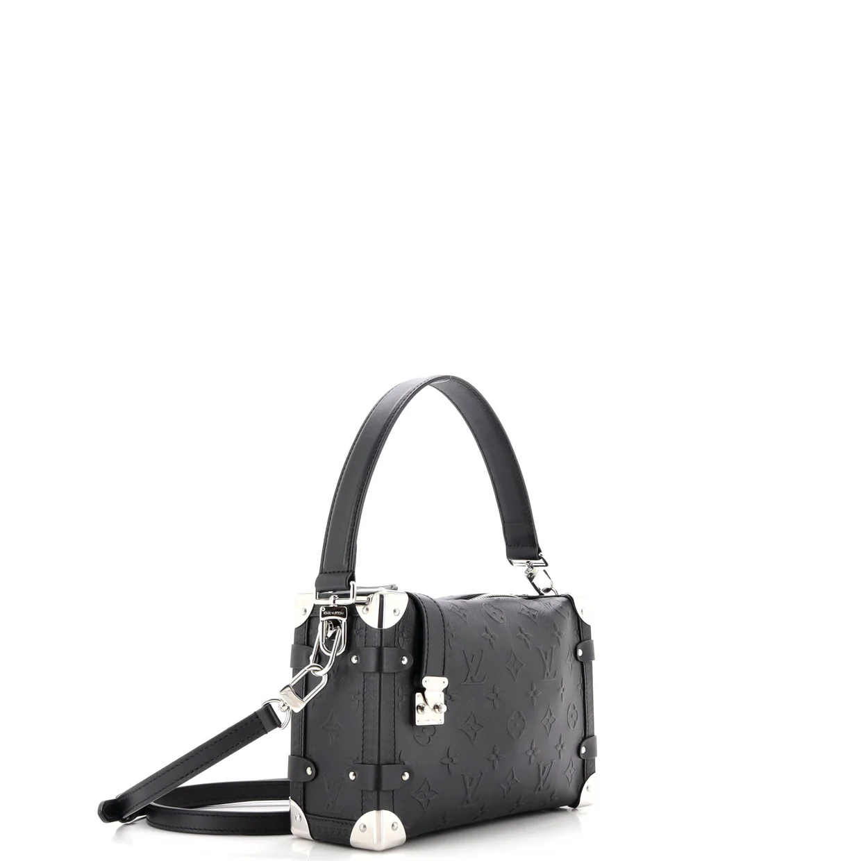 Side Trunk Handbag Debossed Monogram Leather MM - Deep Luxury