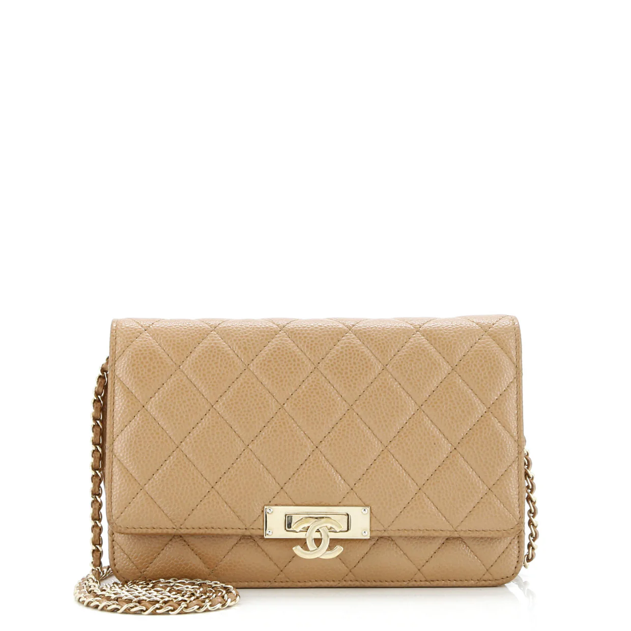 Golden Class Wallet on Chain Quilted Caviar - Deep Luxury