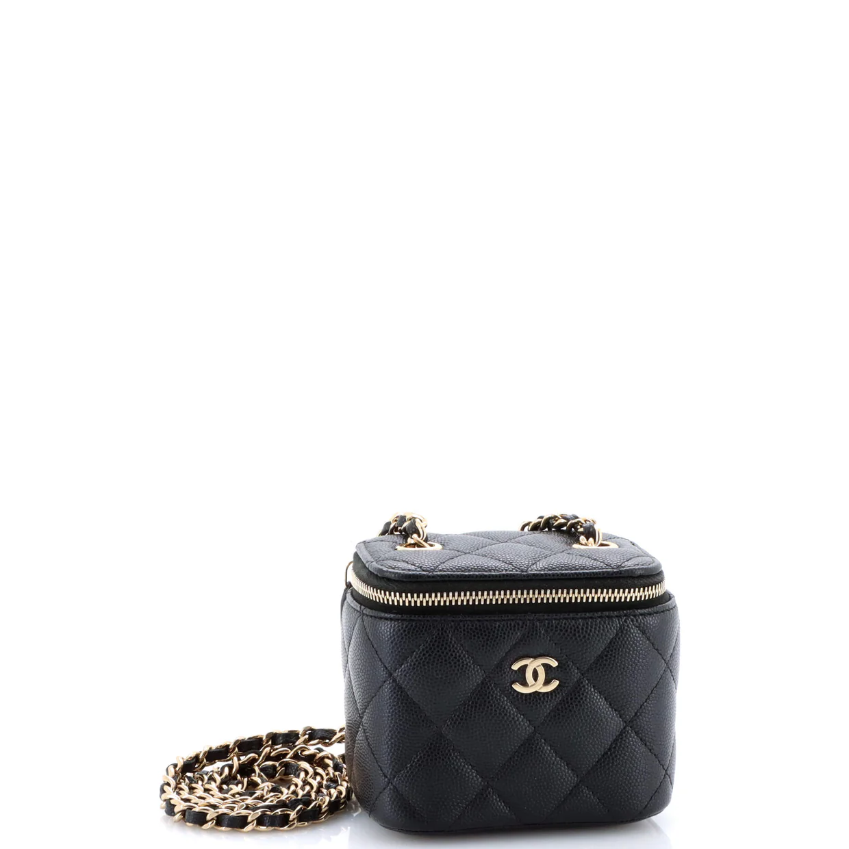 Classic Vanity Case with Chain Quilted Caviar Mini - Deep Luxury