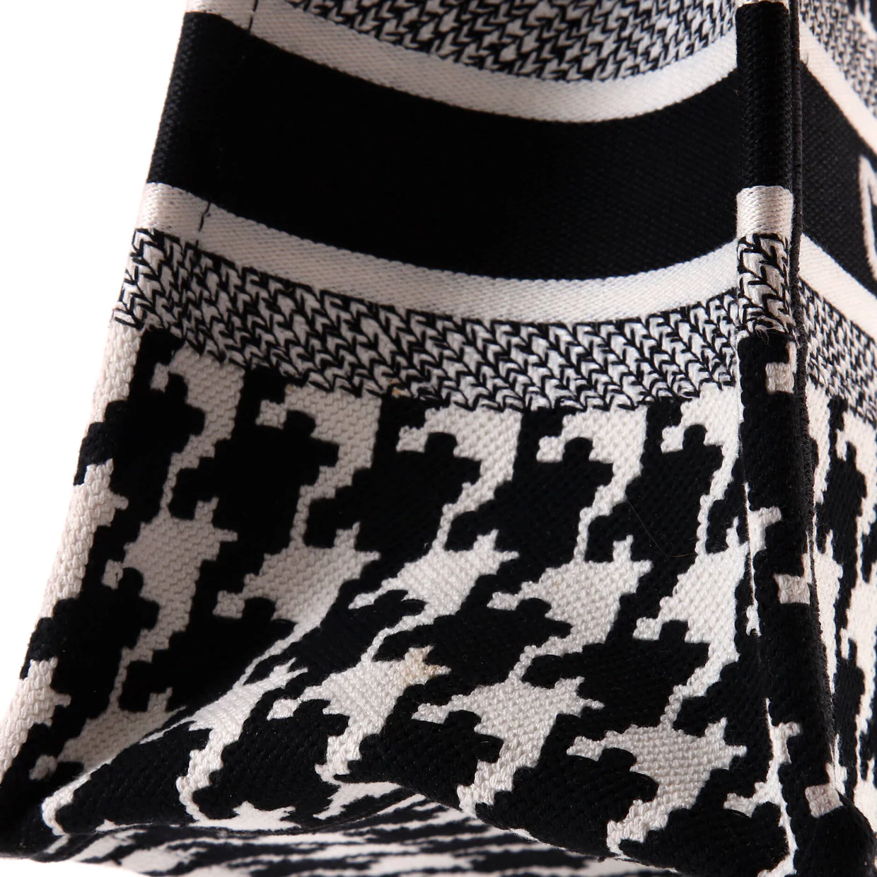 Book Tote Houndstooth Canvas Small - Deep Luxury