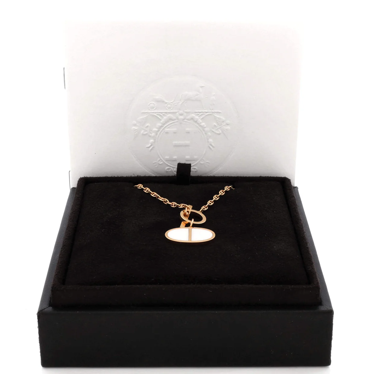 Chaine d'Ancre Verso Pendant Necklace 18K Rose Gold with Ceramic - Deep Luxury