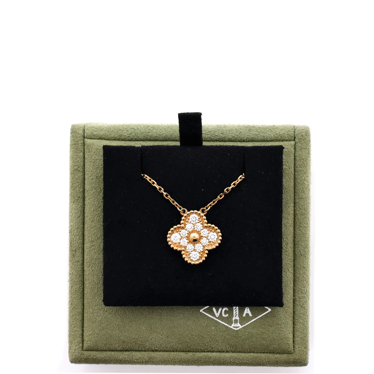 Vintage Alhambra Pendant Necklace 18K Yellow Gold and Diamonds - Deep Luxury