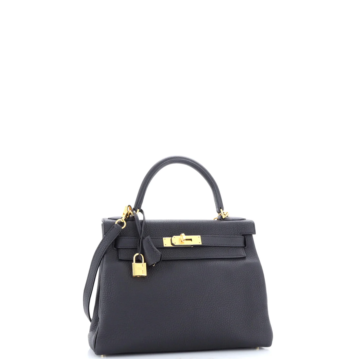 Kelly Handbag Noir Clemence with Gold Hardware 28 - Deep Luxury