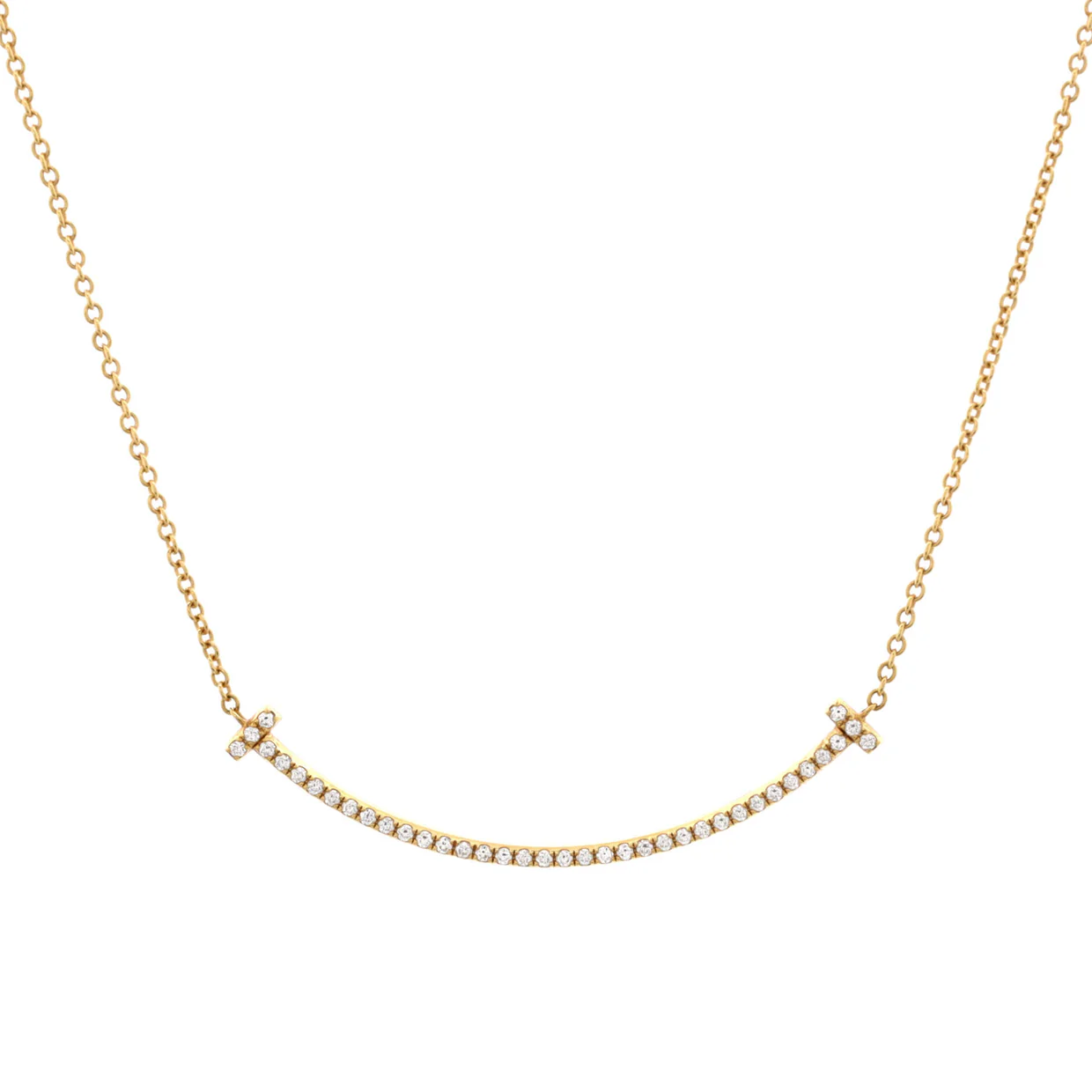T Smile Pendant Necklace 18K Yellow Gold and Diamonds Small - Deep Luxury