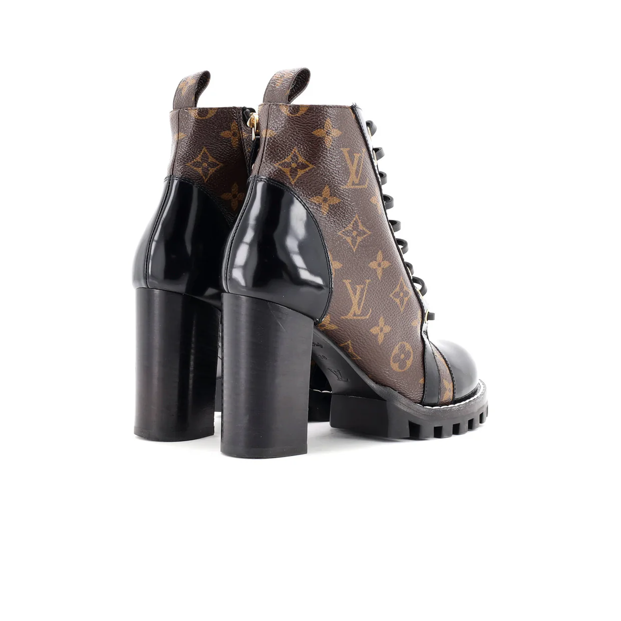 Women's Star Trail Ankle Boots Monogram Canvas with Patent - Deep Luxury