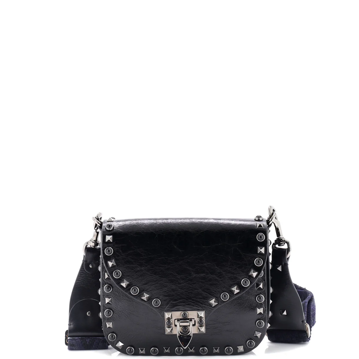 Rolling Rockstud Crossbody Bag Leather with Cabochons Small - Deep Luxury
