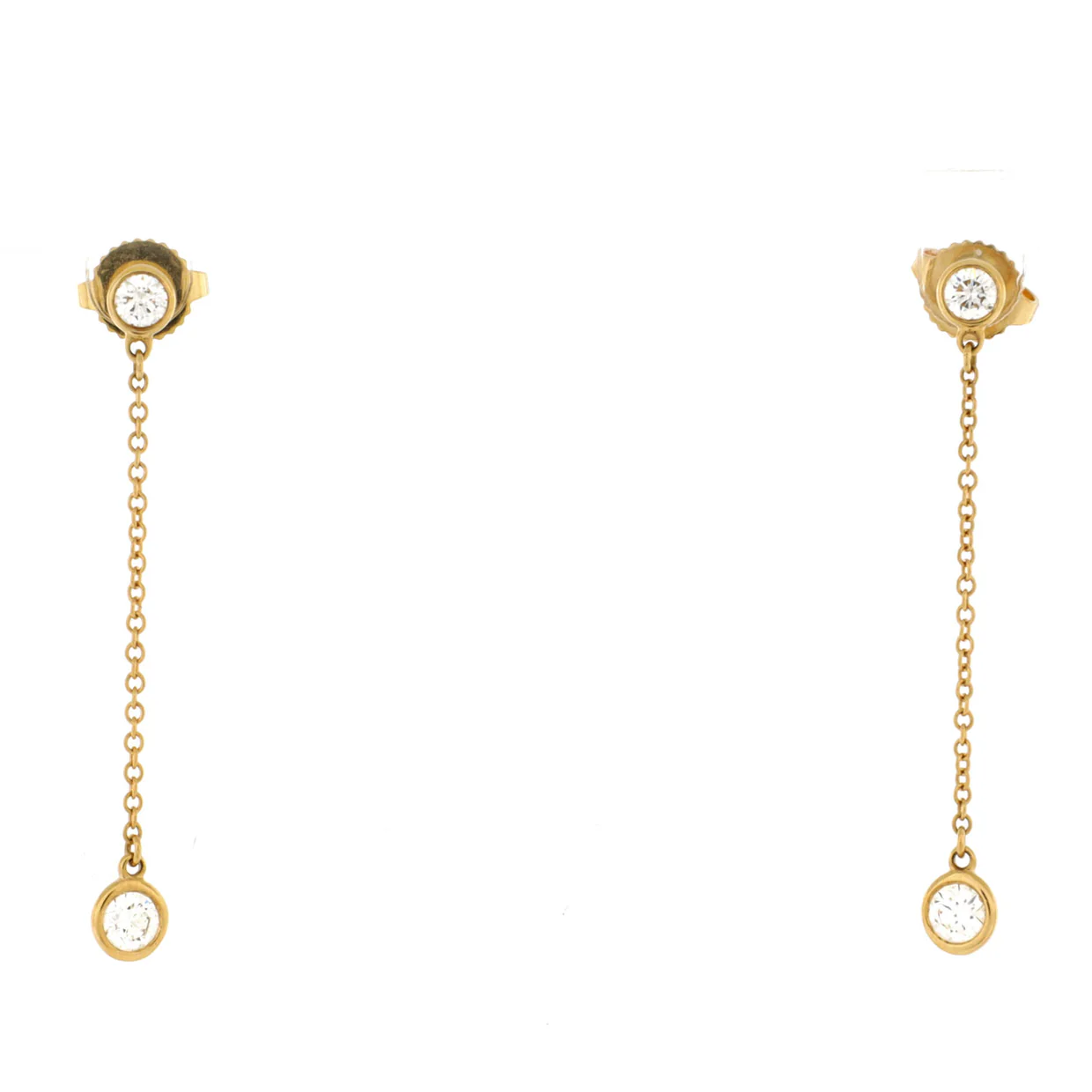Elsa Peretti Diamonds By The Yard Drop Earrings 18K Yellow Gold with Diamonds .39CT - Deep Luxury