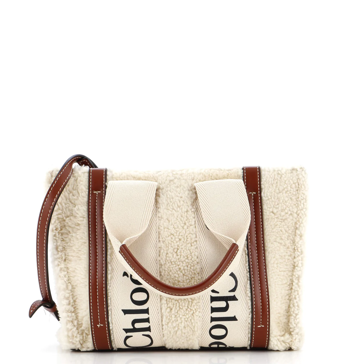 Woody Tote Shearling with Leather Small - Deep Luxury
