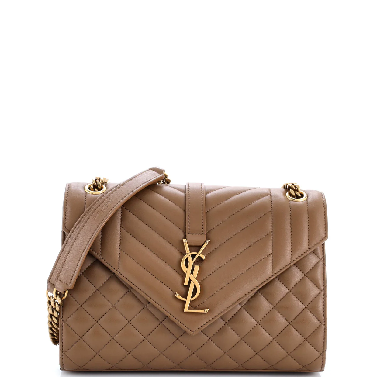 Classic Monogram Envelope Satchel Mixed Matelasse Leather Medium - Deep Luxury