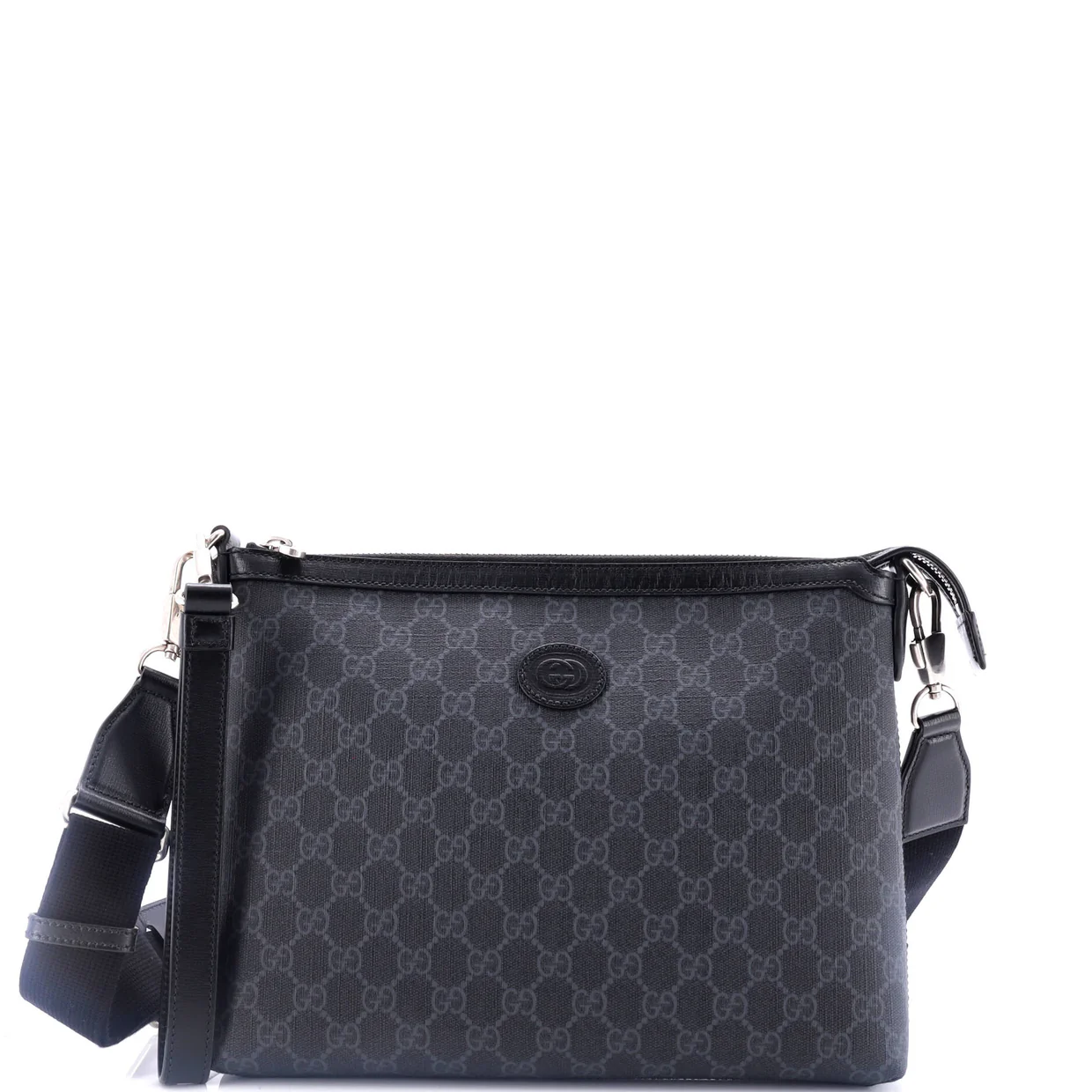 Interlocking G Patch Wristlet Messenger Bag GG Coated Canvas Medium - Deep Luxury