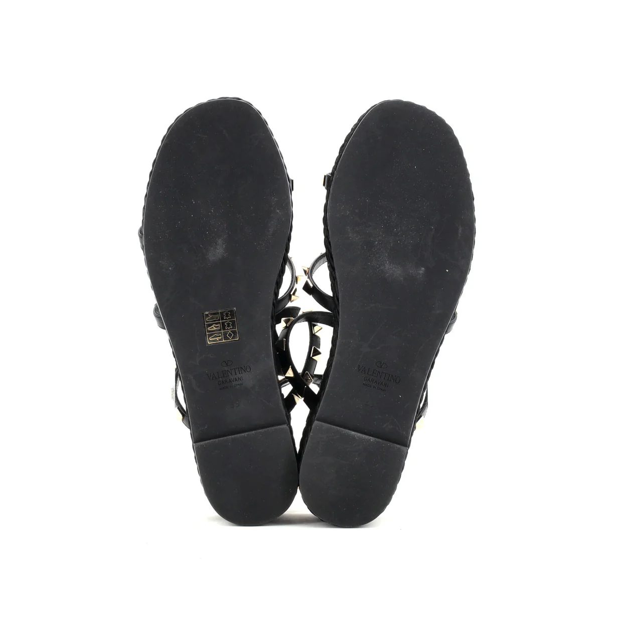 Women's Rockstud Caged Wedge Espadrilles Leather - Deep Luxury