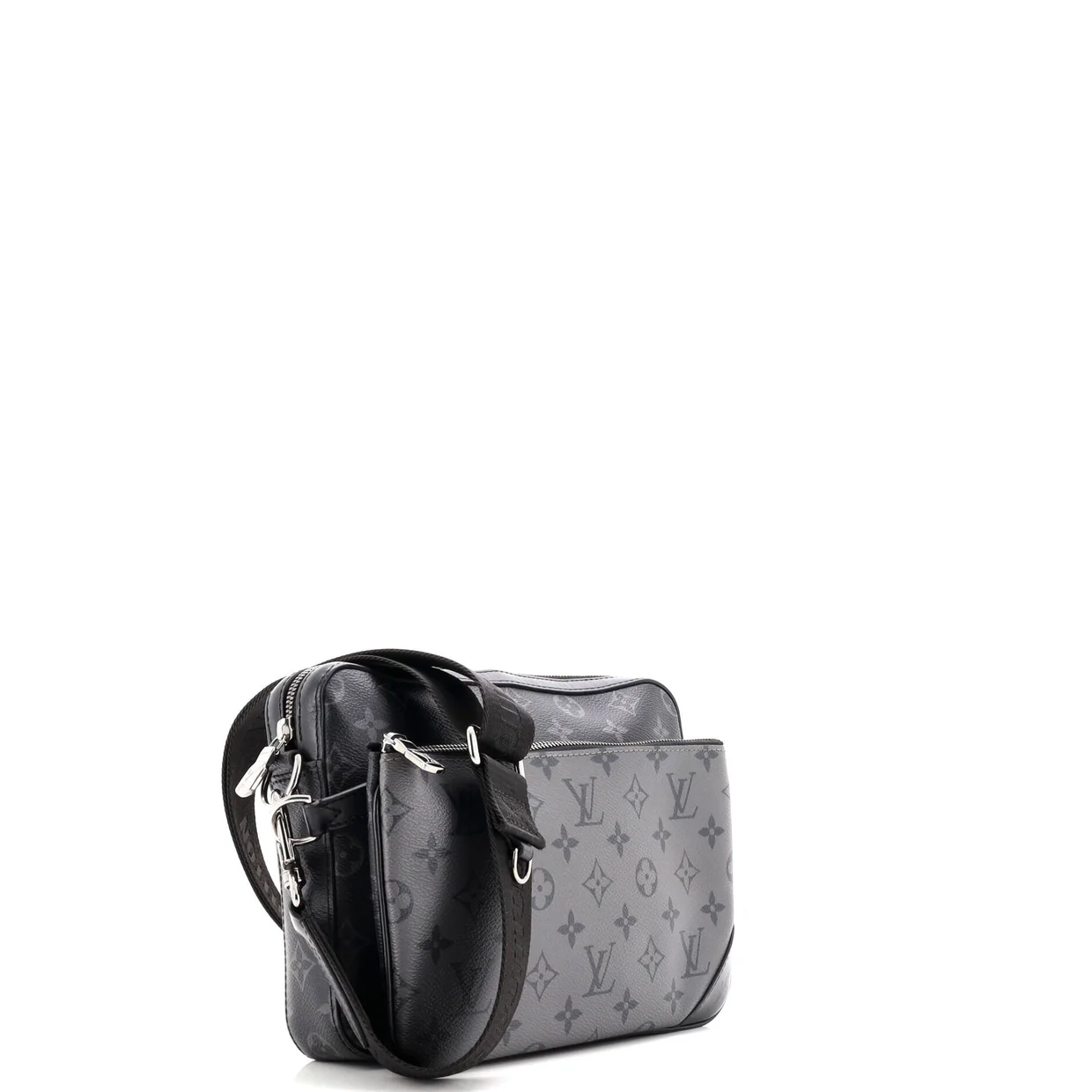 Trio Messenger Bag Reverse Monogram Eclipse Canvas - Deep Luxury