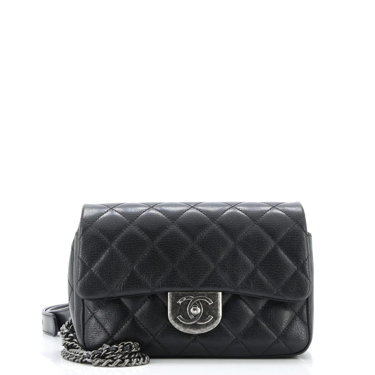 Double Carry Chain Waist Bag Quilted Goatskin Small - Deep Luxury