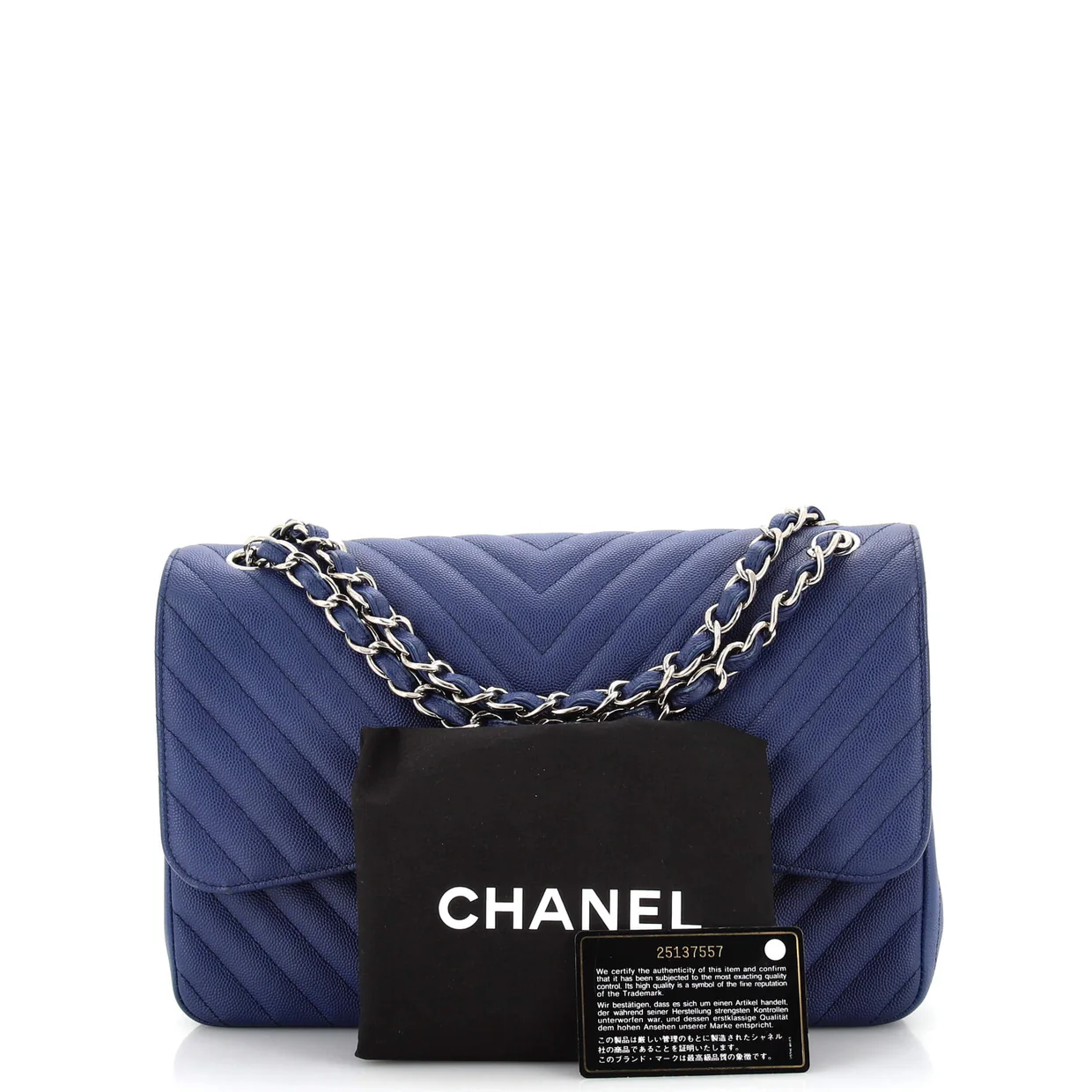 Classic Double Flap Bag Chevron Caviar Jumbo - Deep Luxury