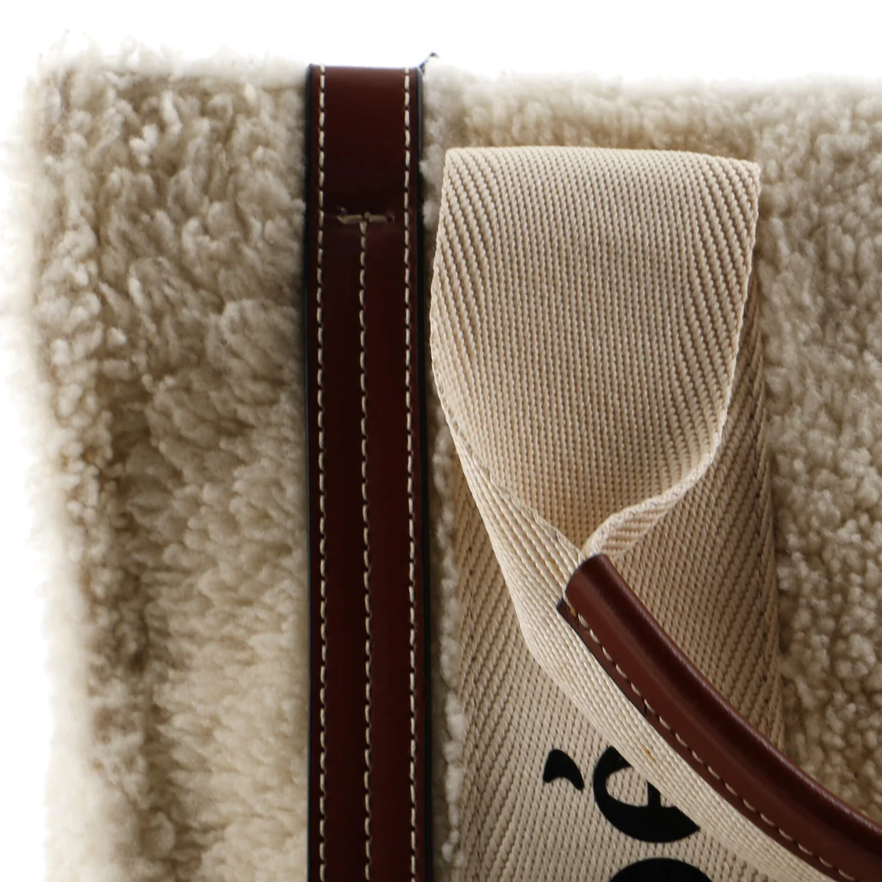 Woody Tote Shearling with Leather Small - Deep Luxury